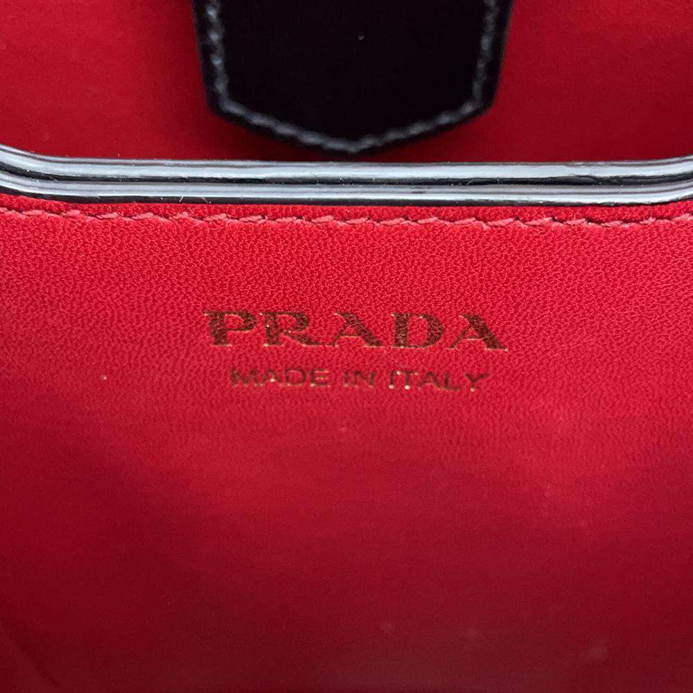 Prada handbag Saffiano Panier leather shoulder bag black - Picture 9 of 10